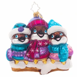 Christopher Radko Bundle Up Birdies Glass Christmas Ornament 1021442