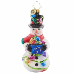 Christopher Radko Light The Night Snowman Glass Christmas Ornament 1021614