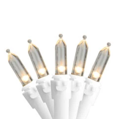 Northlight 50-Count Warm White LED Mini Christmas Lights, 16.25ft White Wire