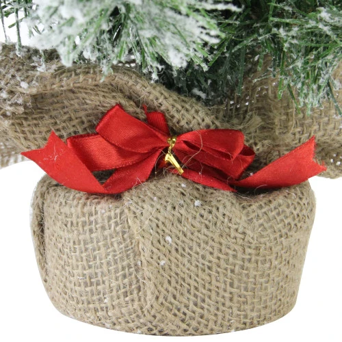 Northlight 18" Flocked Pine Medium Artificial Christmas Tree In Burlap Base - Unlit 5 Northlight 18" Flocked Pine Medium Artificial Christmas Tree In Burlap Base - Unlit - Image 5