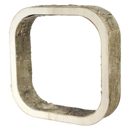 Rustic Square Wood Bark Decoration - 13.5" - Ivory And Brown 2 Rustic Square Wood Bark Decoration - 13.5" - Ivory And Brown - Image 2