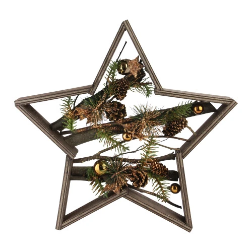 Northlight Wood Framed Star With Mixed Branches And Bells Table Or Wall Decoration - 15.25" 1 Northlight Wood Framed Star With Mixed Branches And Bells Table Or Wall Decoration - 15.25"