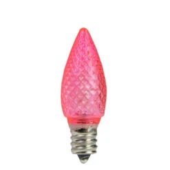 Pack Of 25 Faceted LED C7 Pink Christmas Replacement Bulbs