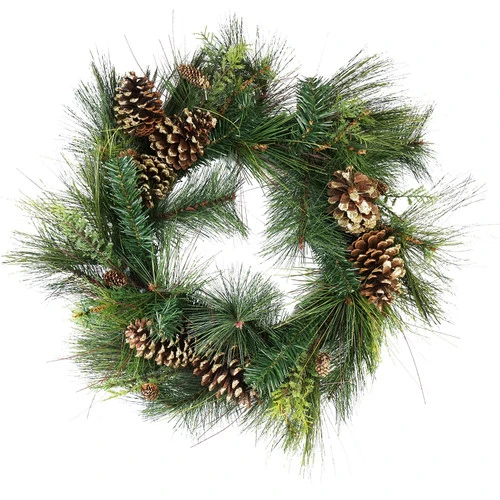 Northlight 30" Artificial Mixed Pine With Pine Cones And Gold Glitter Christmas Wreath - Unlit 1 Northlight 30" Artificial Mixed Pine With Pine Cones And Gold Glitter Christmas Wreath - Unlit