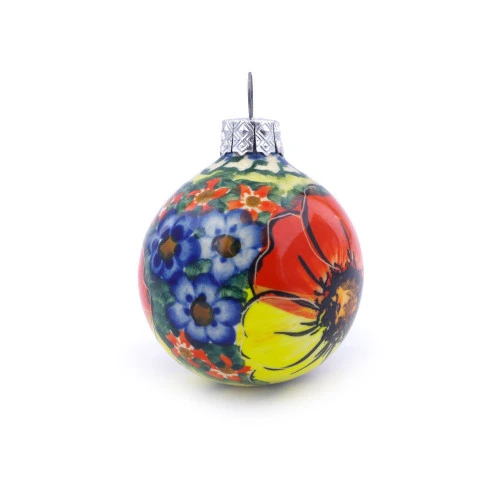 Polmedia Polish Pottery Christmas Ball Ornament 3" Mystical Garden 3 Polmedia Polish Pottery Christmas Ball Ornament 3" Mystical Garden - Image 3