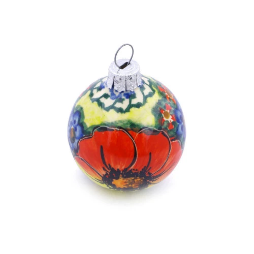 Polmedia Polish Pottery Christmas Ball Ornament 3" Mystical Garden 1 Polmedia Polish Pottery Christmas Ball Ornament 3" Mystical Garden