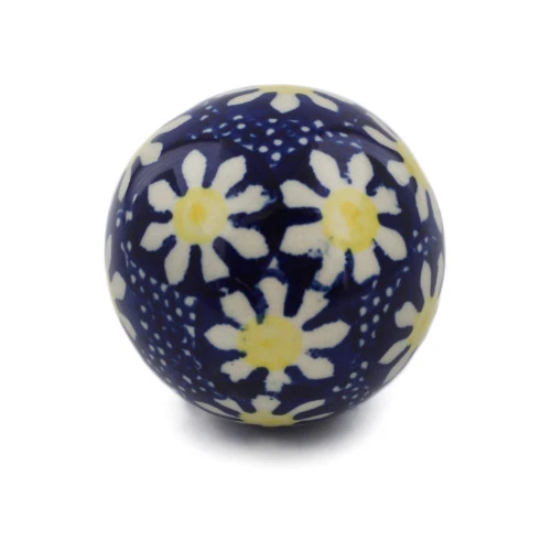 Polmedia Polish Pottery Christmas Ball Ornament 3" Daisy 2 Polmedia Polish Pottery Christmas Ball Ornament 3" Daisy - Image 2