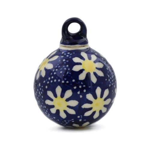 Polmedia Polish Pottery Christmas Ball Ornament 3" Daisy 4 Polmedia Polish Pottery Christmas Ball Ornament 3" Daisy - Image 4