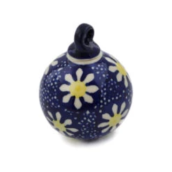 Polmedia Polish Pottery Christmas Ball Ornament 3" Daisy