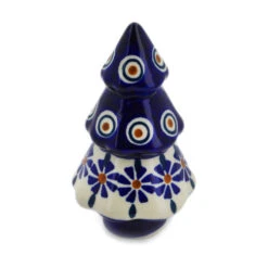 Polmedia Polish Pottery Christmas Tree Figurine 5" Peacock