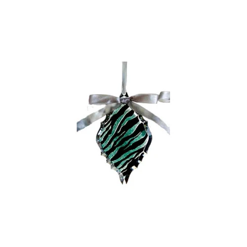 5.75" Glittered Teal Zebra Print Diamond Prism Christmas Ornament 2 5.75" Glittered Teal Zebra Print Diamond Prism Christmas Ornament - Image 2