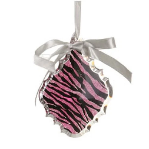 5.5" Glittered Magenta Pink Zebra Print Teardrop Prism Christmas Ornament 1 5.5" Glittered Magenta Pink Zebra Print Teardrop Prism Christmas Ornament