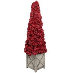 40" Red Berry Cone Potted Christmas Topiary -Winter Decor Store allstate xbp077 re 2 48807.1659734331