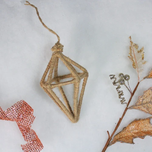 6" Beige Jute Wrapped Open Kismet Christmas Ornament 2 6" Beige Jute Wrapped Open Kismet Christmas Ornament - Image 2