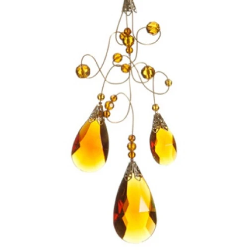 9.75" Amber And Gold Faceted Beads Christmas Teardrop Ornament 2 9.75" Amber And Gold Faceted Beads Christmas Teardrop Ornament - Image 2