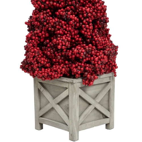 24" Red Berry Cone Potted Christmas Topiary 5 24" Red Berry Cone Potted Christmas Topiary - Image 5