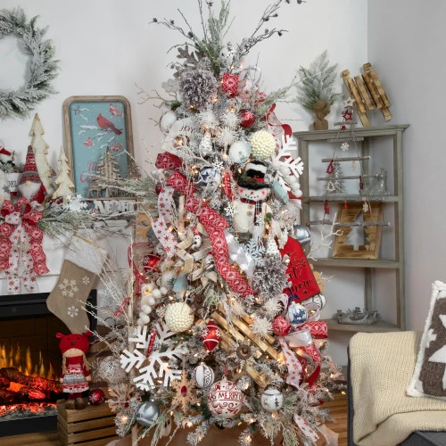 Northlight 5.25" Glittered Red And White Snowflake Glass Finial Christmas Ornament 2 Northlight 5.25" Glittered Red And White Snowflake Glass Finial Christmas Ornament - Image 2