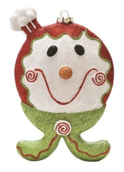9" Red And Green Glittered Shatterproof Gingerbread Boy Christmas Ornament