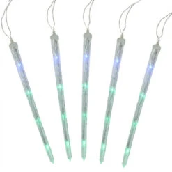 Northlight Set Of 5 Color Changing Cascading Icicle Christmas Light Tubes - 13 Ft Clear Wire