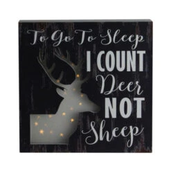 Northlight 8"x8" LED Lighted Fiber Optic Deer “To Go To Sleep I Count Deer Not Sheep” Wall Art Decoration