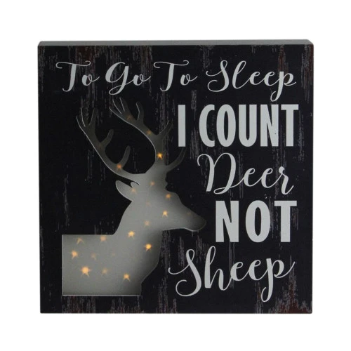 Northlight 8"x8" LED Lighted Fiber Optic Deer “To Go To Sleep I Count Deer Not Sheep” Wall Art Decoration 1 Northlight 8"x8" LED Lighted Fiber Optic Deer “To Go To Sleep I Count Deer Not Sheep” Wall Art Decoration