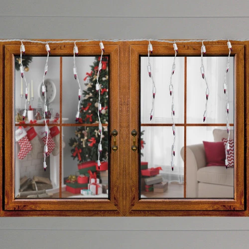 Set Of 100 Purple Mini Icicle Christmas Lights - 7.8ft White Wire 2 Set Of 100 Purple Mini Icicle Christmas Lights - 7.8ft White Wire - Image 2