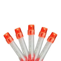 15 Battery Operated Orange LED Mini Christmas Lights - 4.8 Ft Red Wire