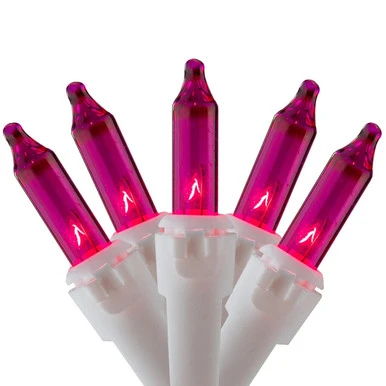 100 Count Pink Mini Icicle Christmas Lights - 8' White Wire 1 100 Count Pink Mini Icicle Christmas Lights - 8' White Wire