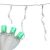 Set Of 70 Green LED Wide Angle Icicle Christmas Lights - 6ft White Wire