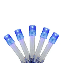 15 Battery Operated Blue Micro LED Christmas Lights - 4.8 Ft Blue Wire