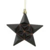 12ct Matte Chocolate Brown Glittered Star Shatterproof Christmas Ornaments 5"
