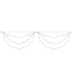 150 Red And White LED Swag Christmas Lights - 7.5 Ft White Wire