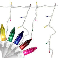Sienna 50-Count Multi-Color Mini Icicle Christmas Light Set - 6ft White Wire