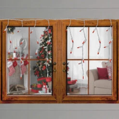 Everglow Icicle Christmas Lights - Amber Orange - White Wire - 100ct -Winter Decor Store hofert 1762 26 3 05943.1664724866