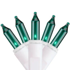 Set Of 100 Green Everglow Icicle Christmas Lights, 6.6' White Wire -Winter Decor Store hofert 1762 29 2 35211.1665580322