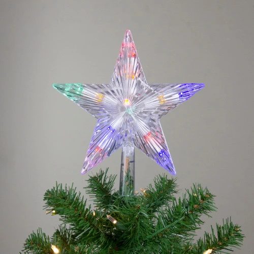 9.5" Lighted Clear 5 Point Star Christmas Tree Topper - Multicolor LED Lights 4 9.5" Lighted Clear 5 Point Star Christmas Tree Topper - Multicolor LED Lights - Image 4