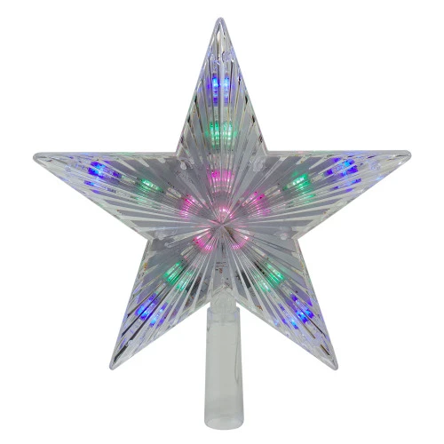 9.5" Lighted Clear 5 Point Star Christmas Tree Topper - Multicolor LED Lights 1 9.5" Lighted Clear 5 Point Star Christmas Tree Topper - Multicolor LED Lights
