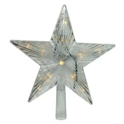 9.5" Lighted White Star Christmas Tree Topper - White And Multicolor LED Lights
