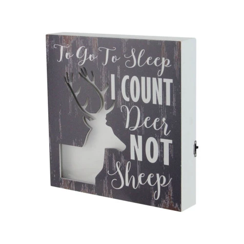 Northlight 8"x8" LED Lighted Fiber Optic Deer “To Go To Sleep I Count Deer Not Sheep” Wall Art Decoration 3 Northlight 8"x8" LED Lighted Fiber Optic Deer “To Go To Sleep I Count Deer Not Sheep” Wall Art Decoration - Image 3