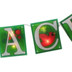 10-Count Green And Red Shimmering "PEACE" Lighted Mini Christmas Garland, 4.5ft White Wire -Winter Decor Store impact95090 74442.1636807874