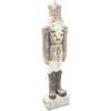 Sunnydaze Alexei The Defender Indoor Nutcracker Statue With LED Lights - Christmas/Holiday Decor - Silver - 36"