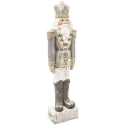 Sunnydaze Alexei The Defender Indoor Nutcracker Statue With LED Lights - Christmas/Holiday Decor - Silver - 36"