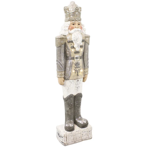 Sunnydaze Alexei The Defender Indoor Nutcracker Statue With LED Lights - Christmas/Holiday Decor - Silver - 36" 1 Sunnydaze Alexei The Defender Indoor Nutcracker Statue With LED Lights - Christmas/Holiday Decor - Silver - 36"