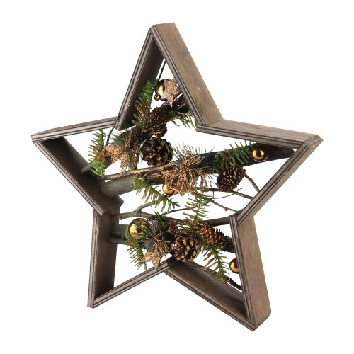 Northlight Wood Framed Star With Mixed Branches And Bells Table Or Wall Decoration - 15.25" 2 Northlight Wood Framed Star With Mixed Branches And Bells Table Or Wall Decoration - 15.25" - Image 2