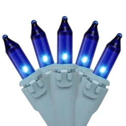 Northlight 50-Count Blue Mini Christmas Lights Set - 17ft Blue Wire
