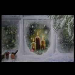 Northlight LED Lighted Snowy Window Pane And Candles Christmas Canvas Wall Art 23.5" X 15.5" -Winter Decor Store jmaojudxqosdkq60vkauiiax4uhqei20 66564.1588369275