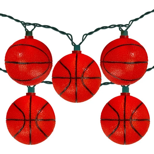 10ct Basketball Sport Christmas Novelty Light Set - 11.5 Ft Green Wire 2 10ct Basketball Sport Christmas Novelty Light Set - 11.5 Ft Green Wire - Image 2