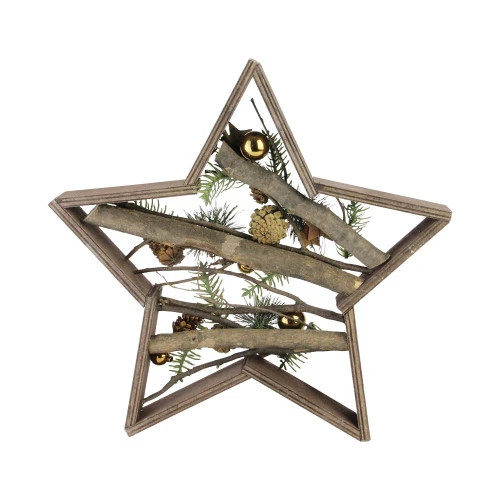 Northlight Wood Framed Star With Mixed Branches And Bells Table Or Wall Decoration - 15.25" 3 Northlight Wood Framed Star With Mixed Branches And Bells Table Or Wall Decoration - 15.25" - Image 3