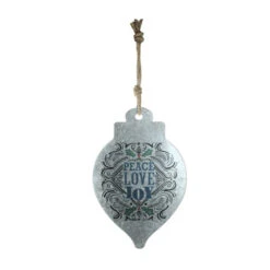 Northlight 20" Silver And Blue 'Peace Love Joy' Finial Christmas Wall Hanging Ornament