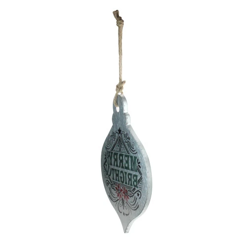 Northlight 20" Silver And Green 'Merry Bright' Onion Christmas Wall Hanging Ornament 3 Northlight 20" Silver And Green 'Merry Bright' Onion Christmas Wall Hanging Ornament - Image 3